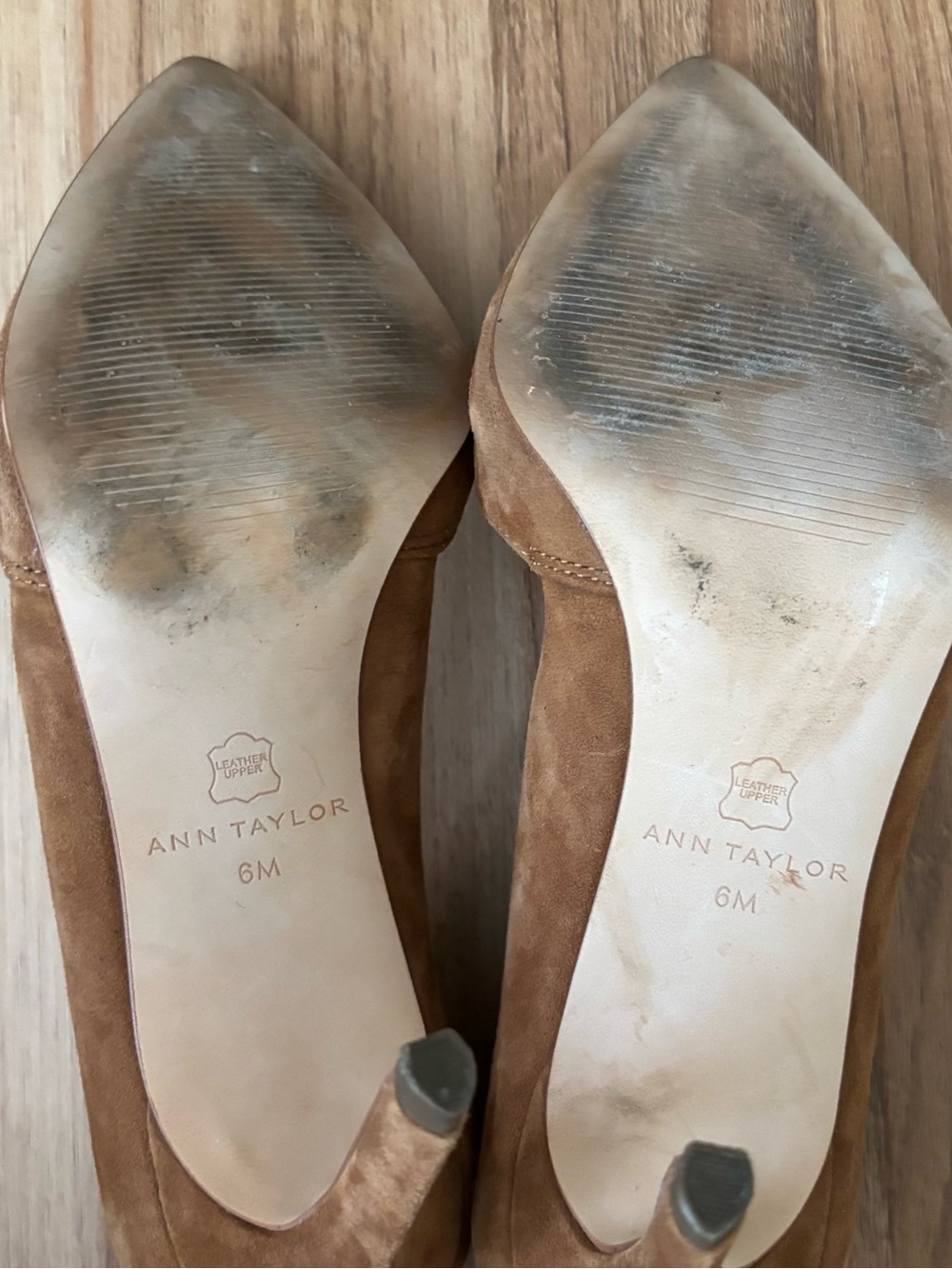 Ann Taylor Tan Suede Pointed-Toe Pumps - Picture 6 of 6